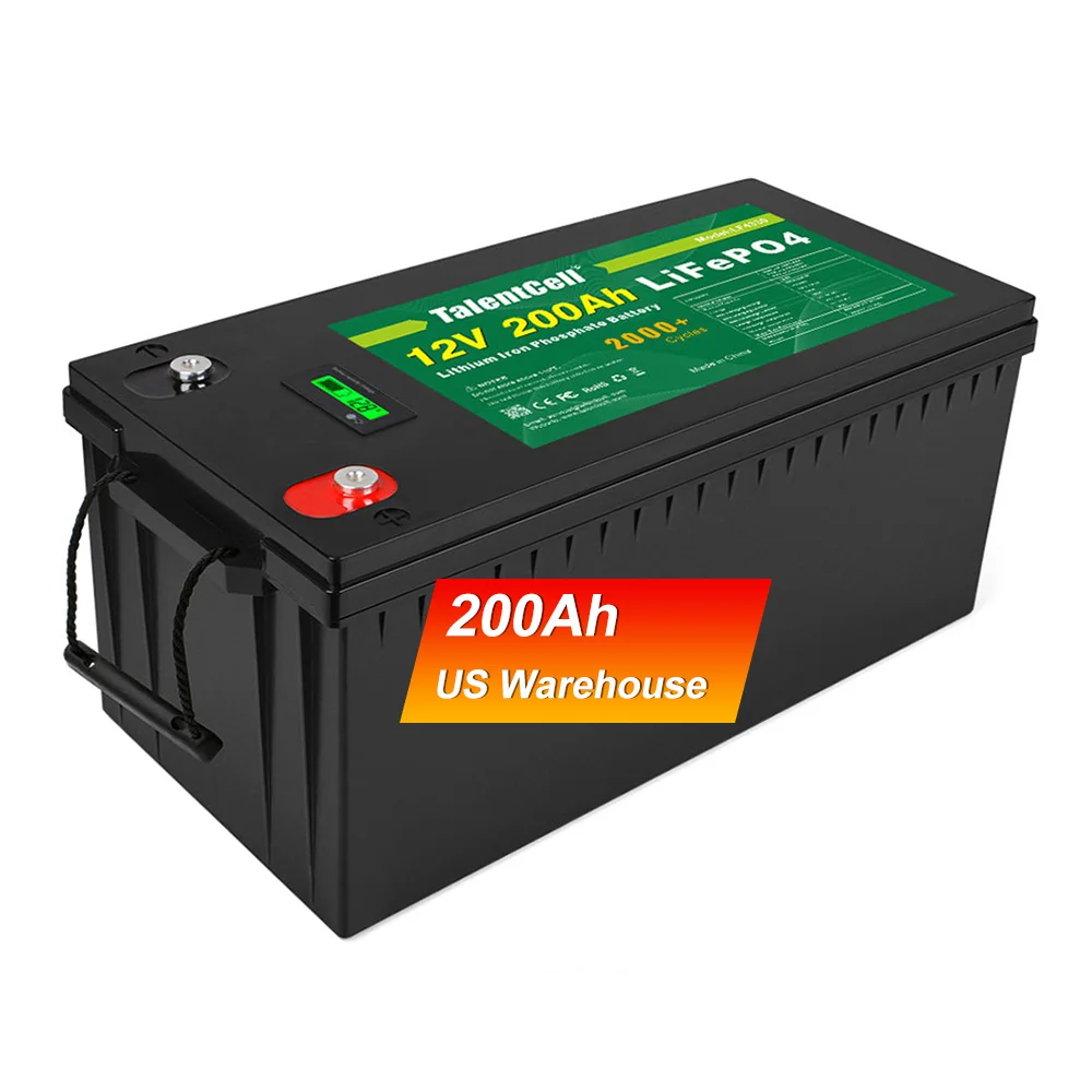 

TalentCell Fast Shipping Rechargeable Lithium Ion Batteries Storage Solar Deep Cycle 12V Lifepo4 200Ah Battery