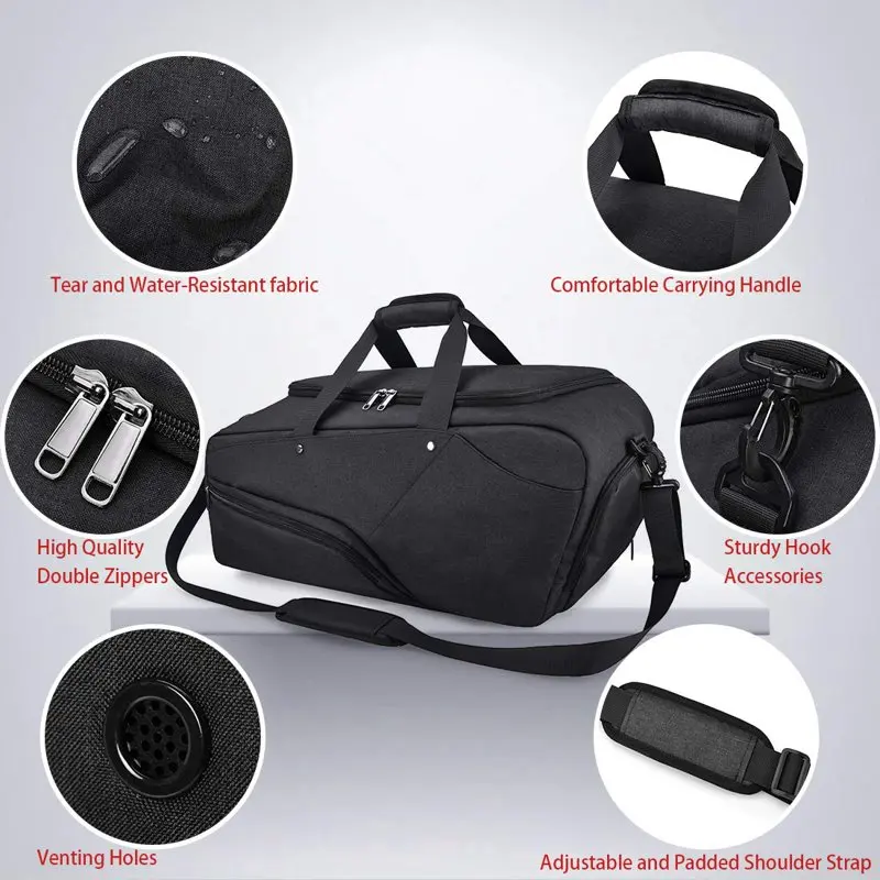 Gym Bag Sports Duffle Bag with Shoes Compartment Waterproof Large Travel Duffel Bags Weekender Overnight Bag for Men Women 45L B