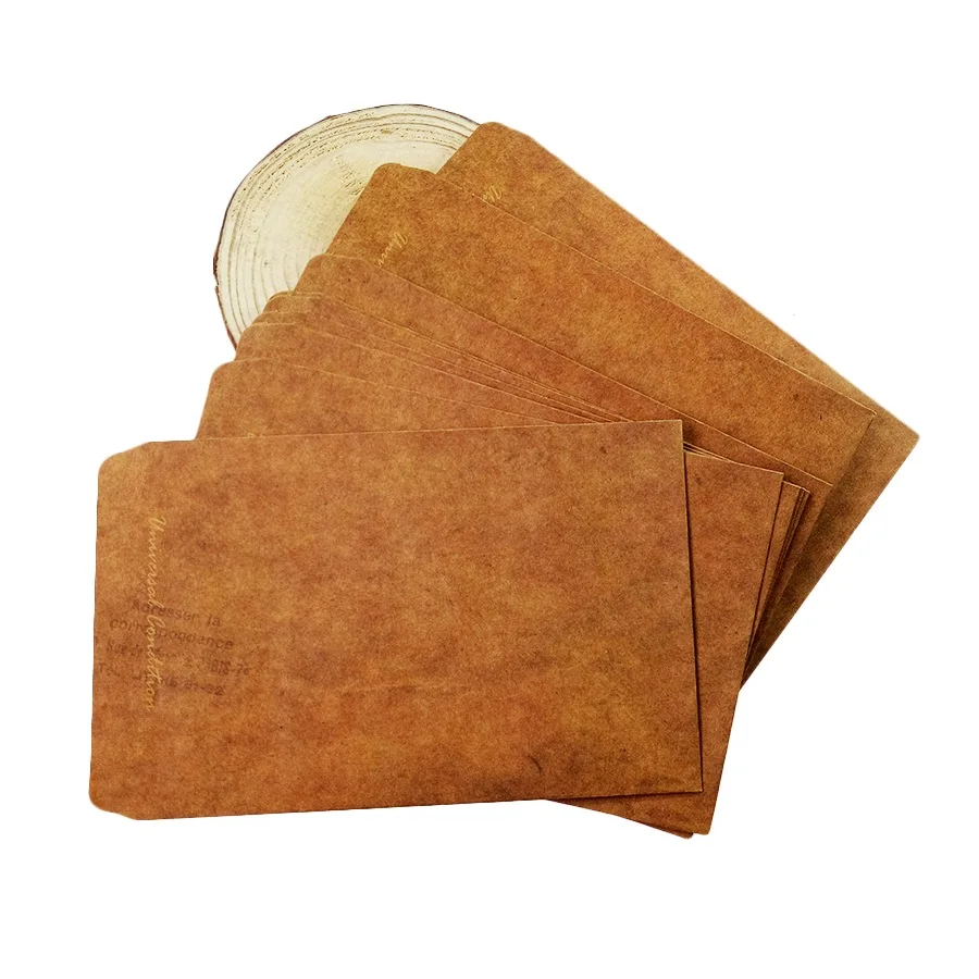 

100 Pcs/lot Retro Style Brown Kraft Paper Envelope Postcard Invitation Letter Card Paper Bag Vintage Air Mail Gift Envelope