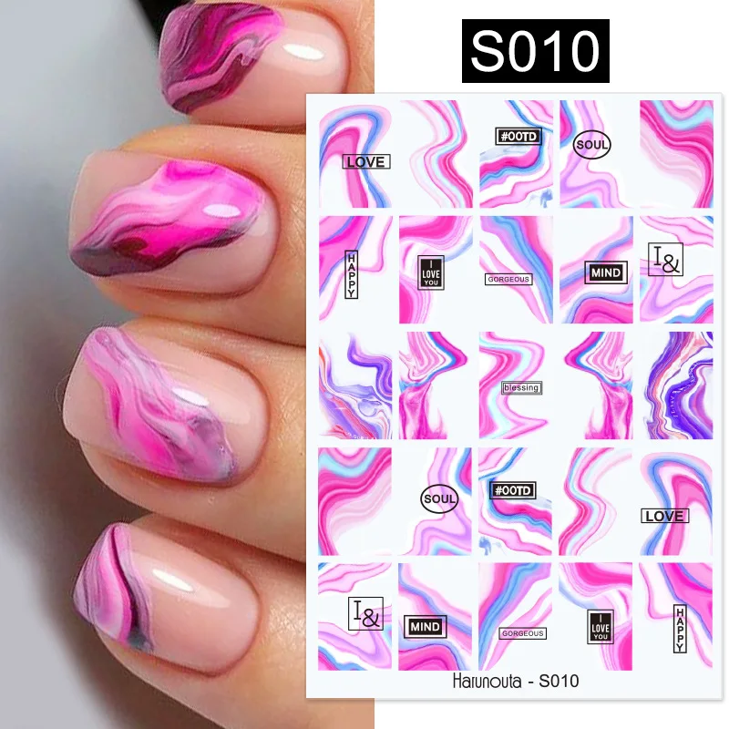 

3d Nail Stickers For Nail Art Transfer Heart Flower Leaves Line Sliders French Tip Decals