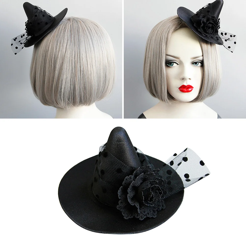 

Hat Witch Hairclip Party Topblack Mini Hats Masquerade Small Cosplay Costume Fascinator Clips Flowerwizard Mesh Headdress Teeth