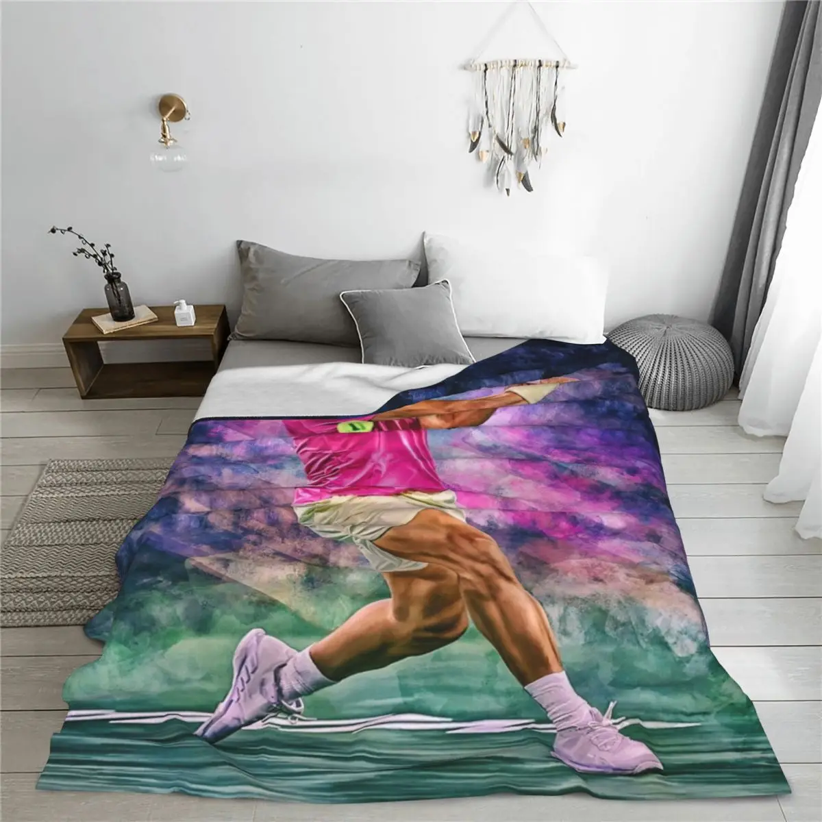 Carlos Alcaraz Plays Backhand At Indian Wells 2023 одеяло с цифровым рисунком покрывало на кровать