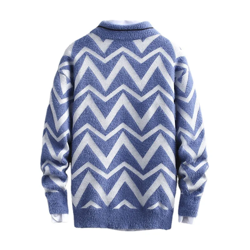 Autumn And Winter New Men's Casual Jumper Korean Version Of The Fashion Round Neck Collar Collision Colour Knitted Sweater