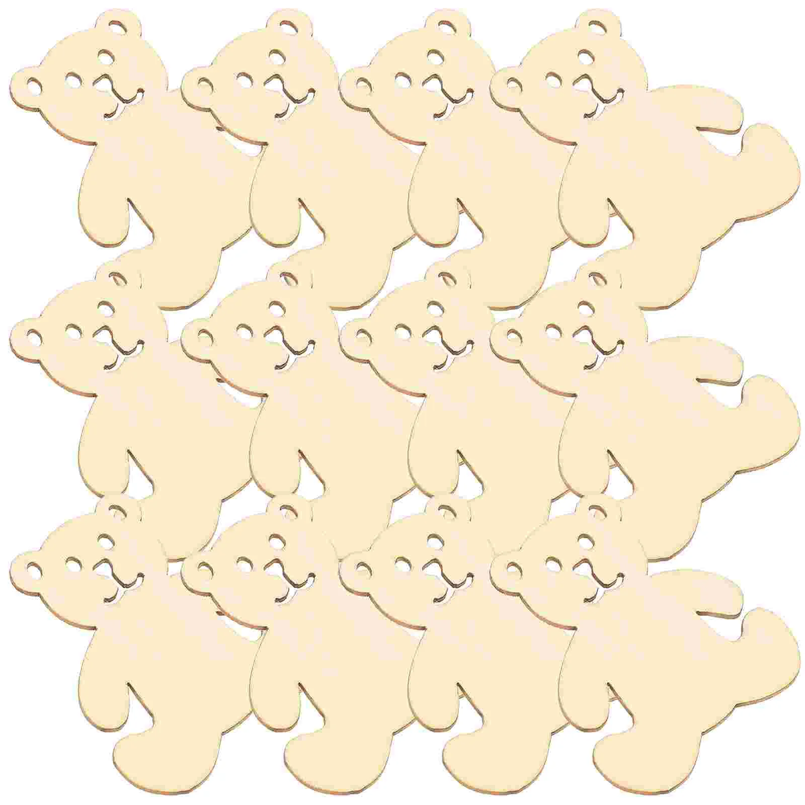 

40Pcs Unfinished Wood Pieces Bear Shape Wooden Chips Wooden Cutouts Slices Embellishments for DIY Crafts Painting Scrapbooking