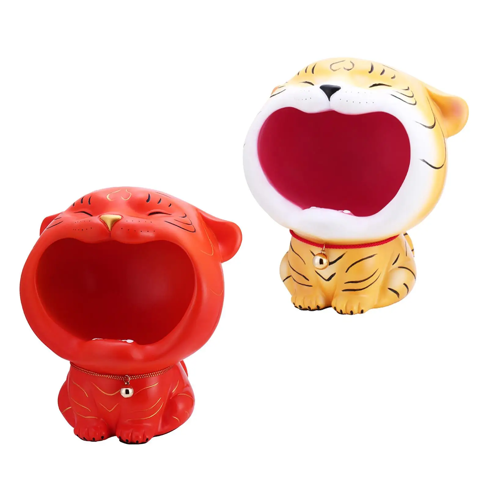 

Key Storage Box Tigers Sculpture Big Mouth Animal Candy Dish for Dining Room