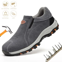 fashion men safety shoes steel breathable work boots steel toe cap anti piercing industial sneaker comfortable protection shoes