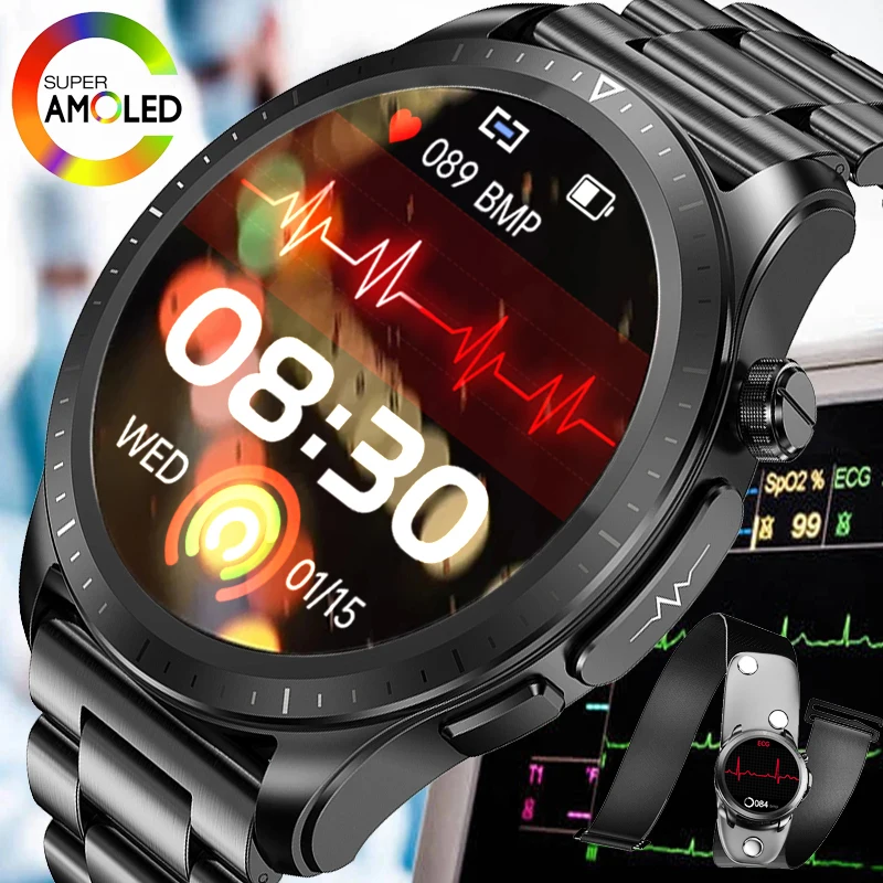 

Blood Glucose Monitoring Smart Watch Men ECG+PPG Blood Pressure Thermometer IP68 Waterproof Health Detector Women smartwatch