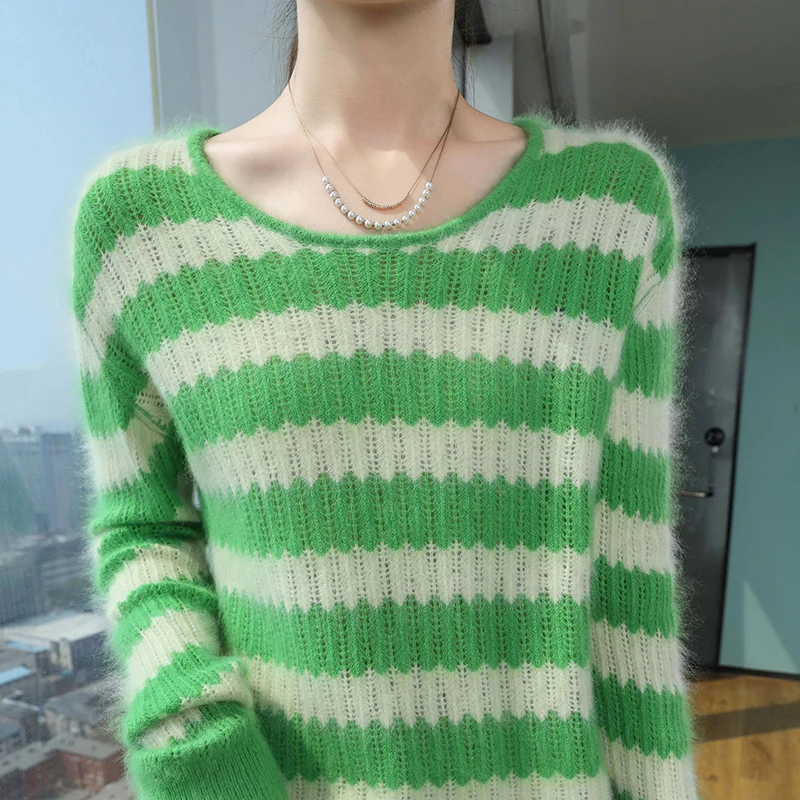 Свитер из 100% норкового кашемира осенне-зимний новый женский джемпер с круглым