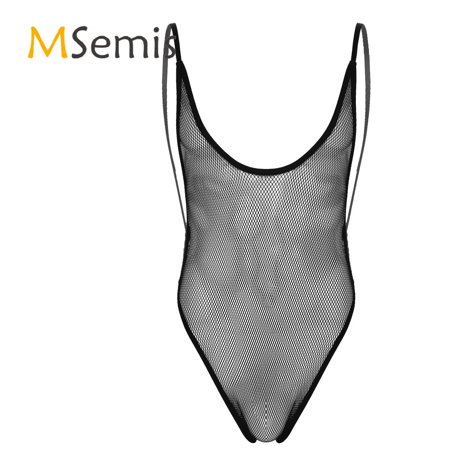 

Мужское нижнее белье, прозрачное Сетчатое боди с открытой спиной, ночное белье с глубоким вырезом, без рукавов, на бретелях-спагетти, трико, ...