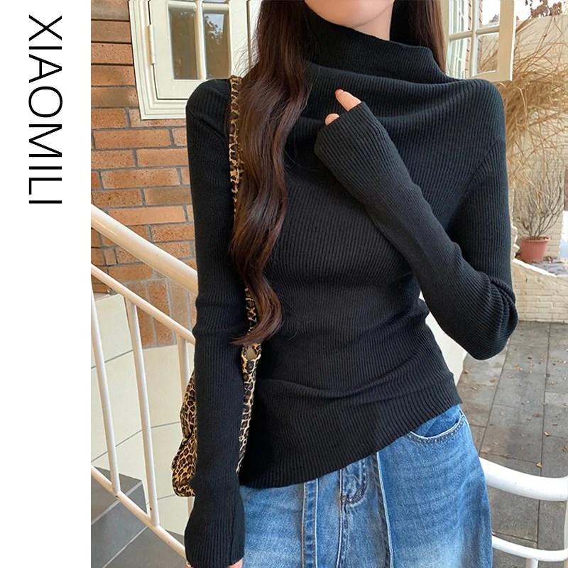 Сексуальная трикотажная женская зимняя рубашка Gyaru с открытыми плечами и