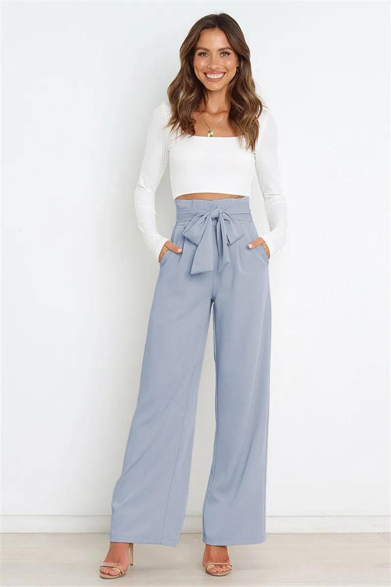 Summer Women Long Pants High Waist Wide Leg Female Straight Trousers Streetwear Woman Clothing