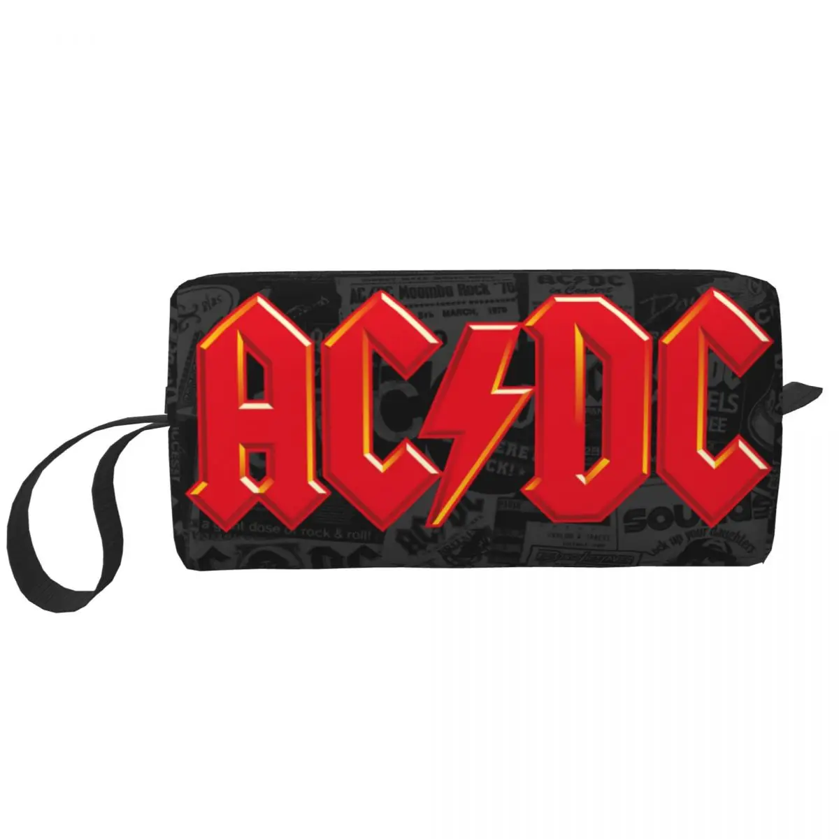 

Funny AC-DC Heavy Metal Travel Cosmetic Bag Women Music Toiletry Makeup Organizer Lady Beauty Storage Bags Dopp Kit Case Box