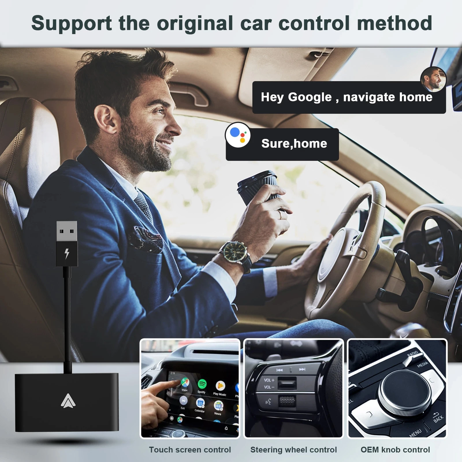 Android Auto Wireless Adapter/Dongle Android Wired to Wireless Adapter Converter for OEM Factory Wired CarPlay Car