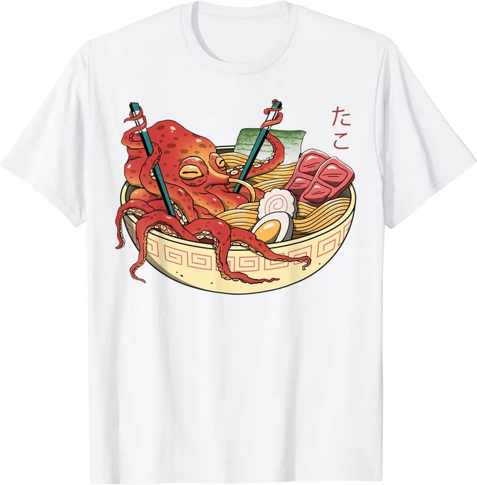 

Новинка, ограниченная поставка, Tako, рамен, миска, осьминог ест рамен, футболка с японским рисунком