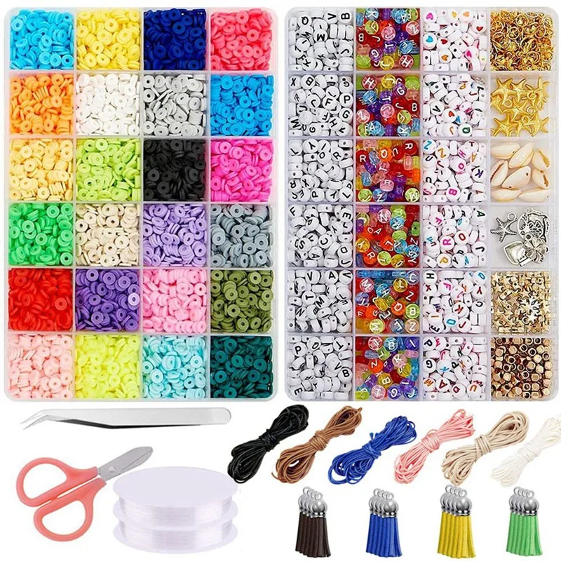 

6000 Pcs 24 Color Clay Heishi Beads Kit, Craft for Girls, for DIY Jewelry Making Bracelets Necklace Earring Making