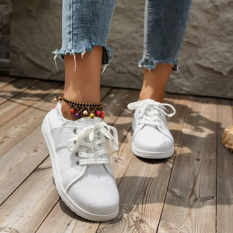 

Однотонные Женские спортивные туфли на шнуровке с вулканизированной подошвой, осень 2023, модная удобная повседневная обувь на резиновой подошве с круглым носком, сукцинитная обувь