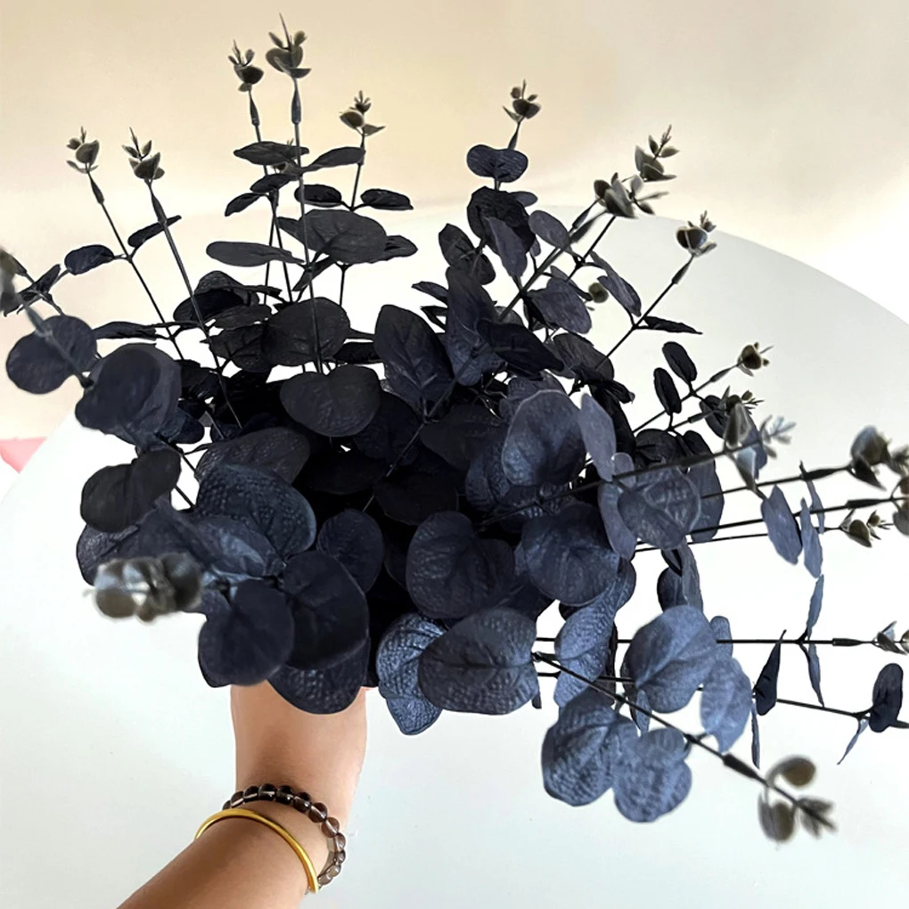 

5x Black Black Artificial Eucalyptus Stems VersatilityAnd Durable Simulation Leaves Realistic