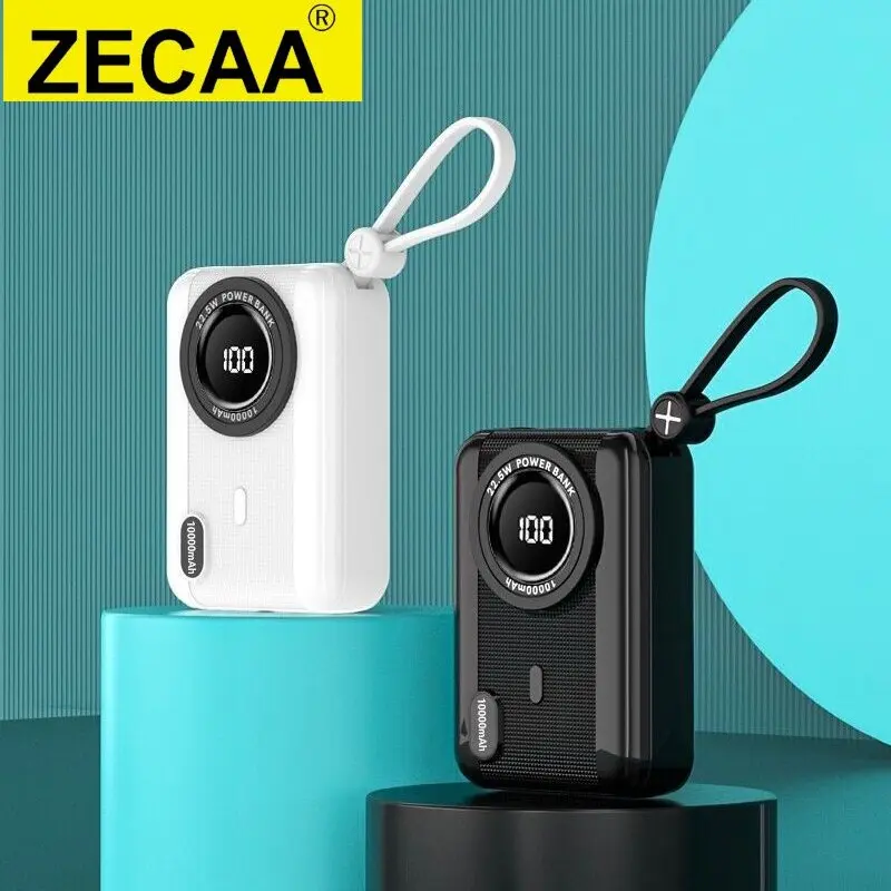 Фото ZECAA Новое зарядное устройство с быстрой зарядкой 22,5 Вт PD20 Вт для цифровой камеры, зарядное устройство 10000 мАч со встроенным зарядным кабелем №4