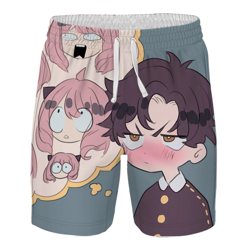 

New Summer Spy X Family 3D Print Beach Board Shorts Anime Streetwear Men's Sports Casual Short Pants Harajuku Kids Joggers Trous