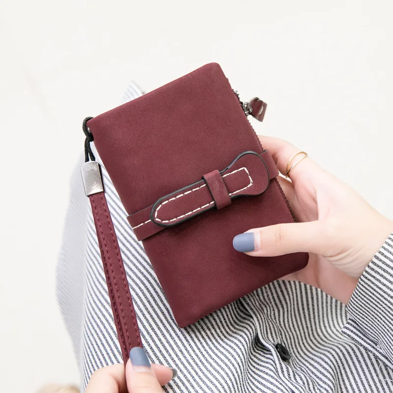 New Women's PU Leather Matte Wallet Female Folding Small Coin Purse Credit Card Holder Fashion Portable Clutch Ladies Money Bag