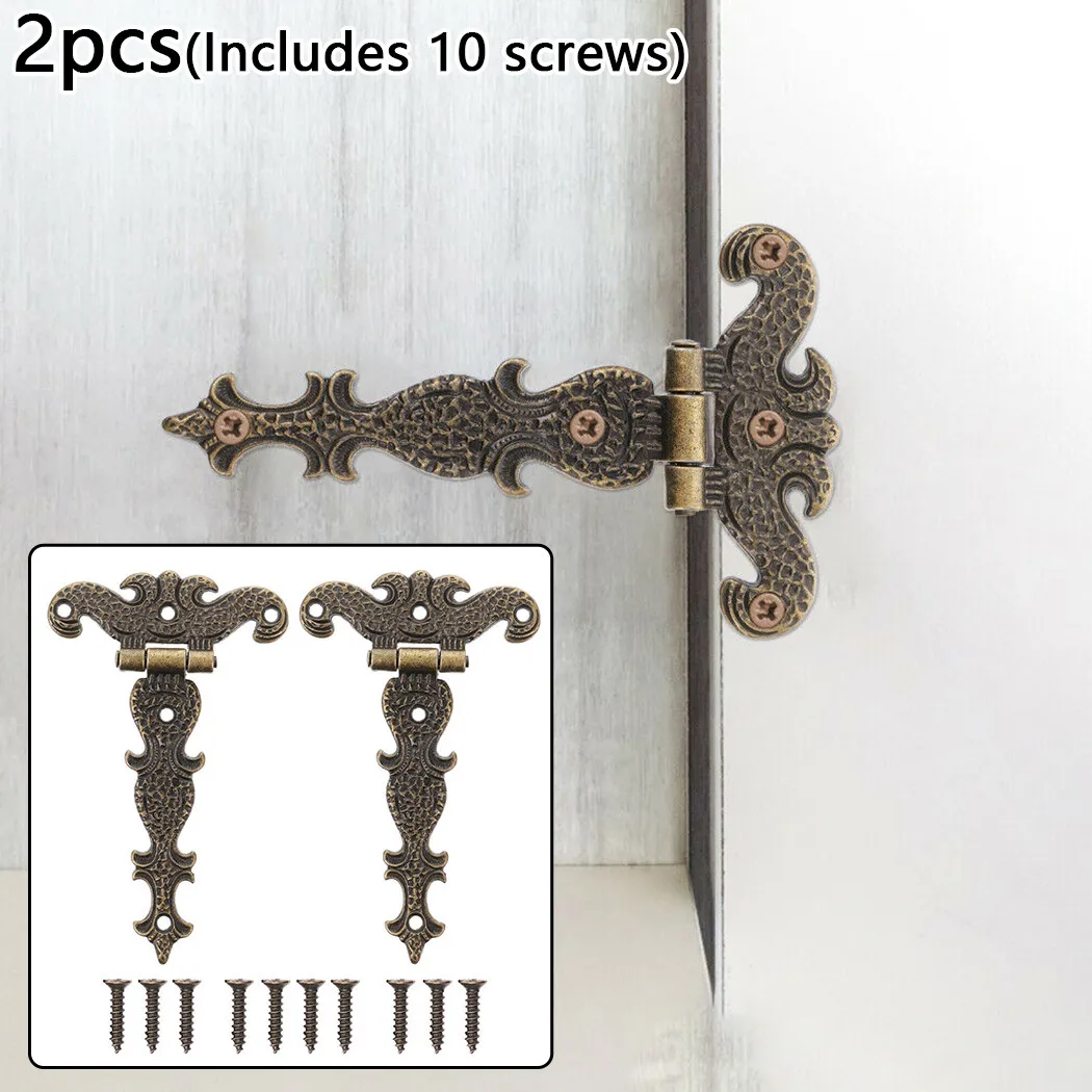 

2pcs Bronze Zinc Alloy Hinge Furniture Fittings Butt Hinges Antique Wooden Box Decorative Hinge Repair Kit Furniture For Home