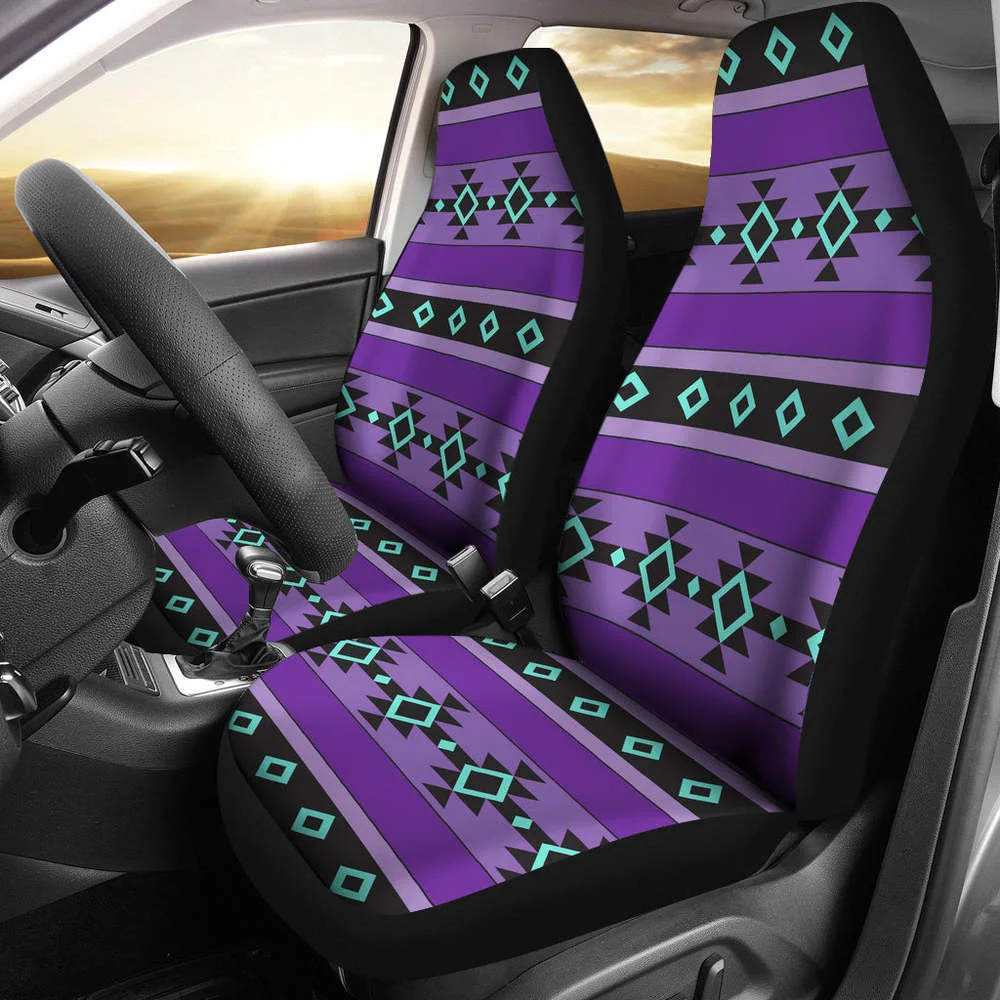 

Purple Turquoise and Black Tribal Ethnic Aztec Car Seat Covers Boho Pa,Pack of 2 Universal Front Seat Protective Cover