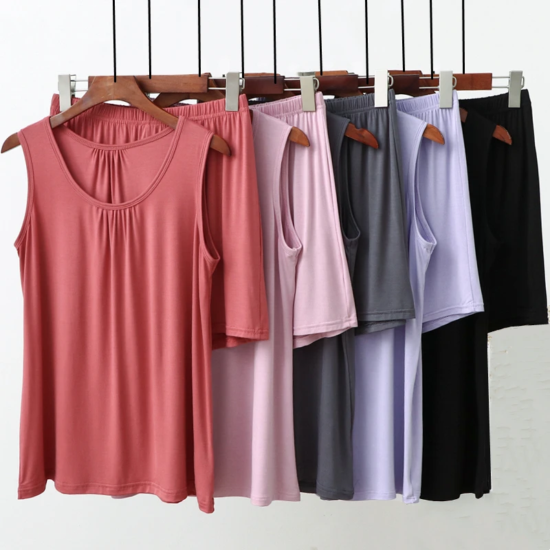 

Летняя женская ночная рубашка, одежда для сна, модальные шорты без рукавов, Пижамный костюм, Свободная Повседневная Домашняя одежда, интимное белье