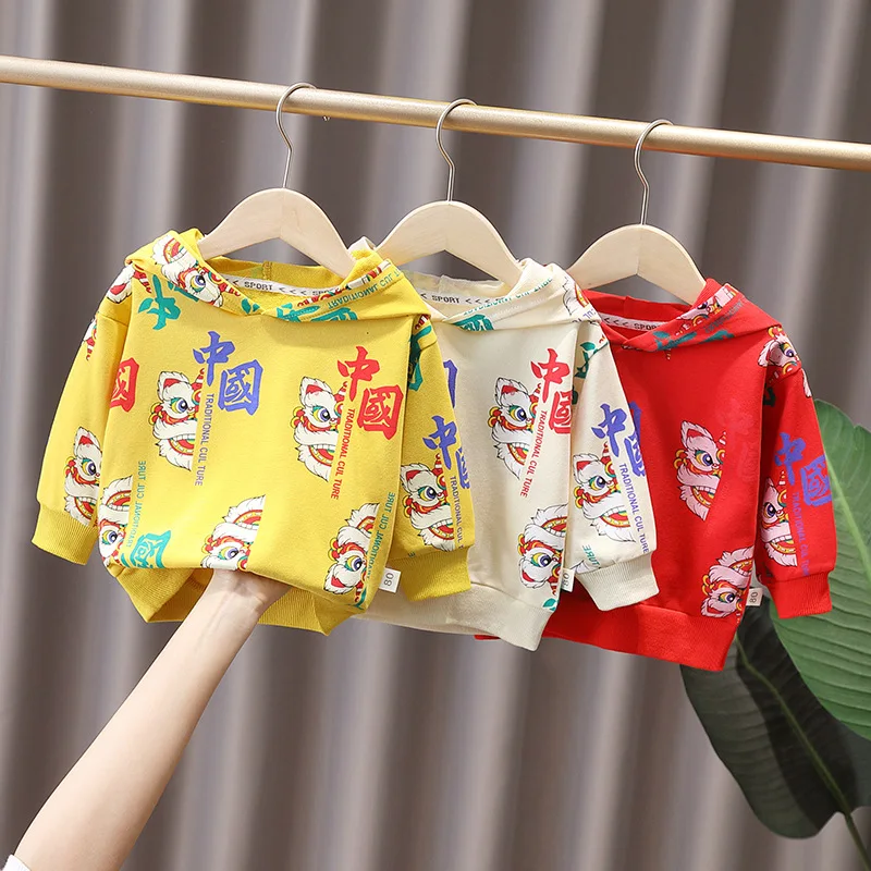 

Baby Chinese Style Clothes Toddler Boys Girls Cartoon Hoodie Tops Kids Sweatshirt Fashion Infant Cotton Clothing Spring Autumn
