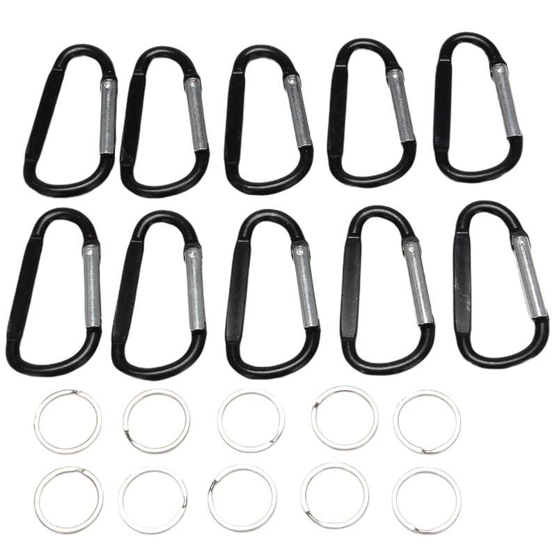 

10PCS 3Inch/8CM Aluminum Carabiner Clips,Premium Durable D-Ring Caribeaner With Keyring For Home RV Camping Fishing Hiking Trave