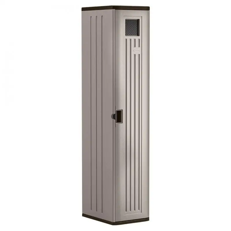 

Tall Resin Storage Cabinet Locker 72" H x 15" W for Garage, Home, Shed, Platinum Metallic