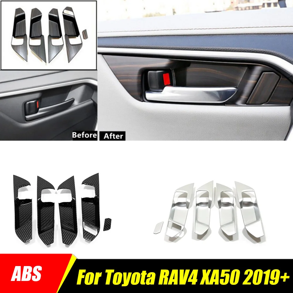 

2019 2020 2021 2022 2023 углерод/дерево для Toyota RAV4 RAV 4 XA50 Автомобильная внутренняя дверная ручка крышка чаши Стандартная отделка наклейки аксессуары