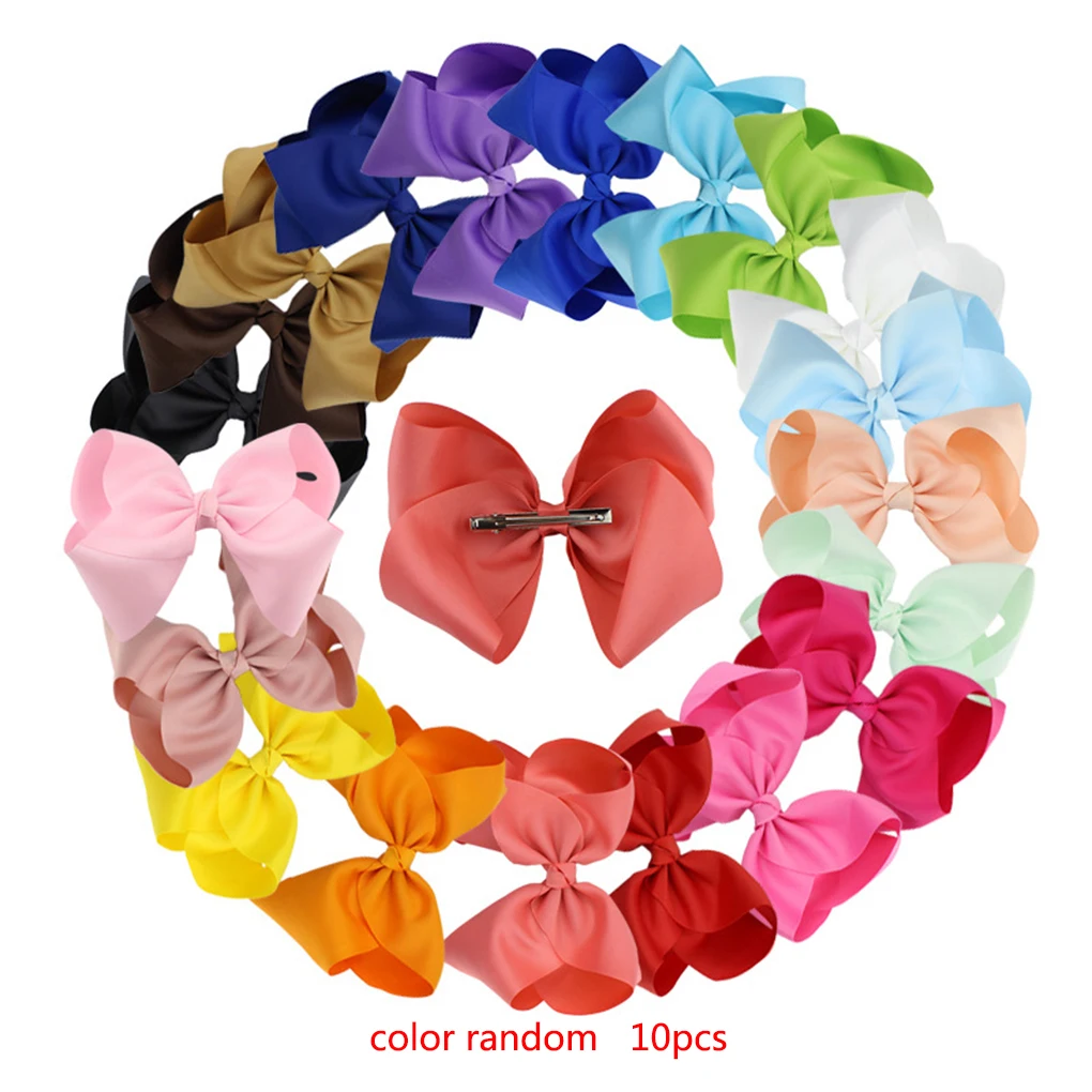 

10pcs Color Random Children Bowknot Hairpins Barrettes Fabric Bow Headwear Hair Clips Girls Headdress
