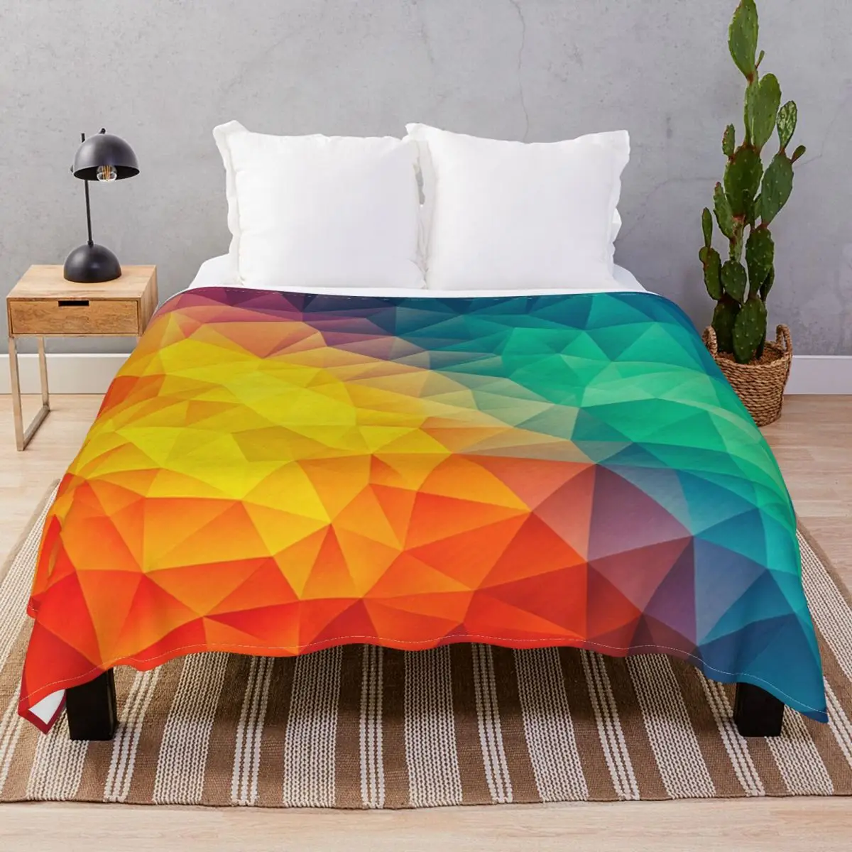 Abstract Multi Color Cubizm Painting Blanket Flannel Printed Soft Throw Blankets for Bed Home Couch Camp Cinema