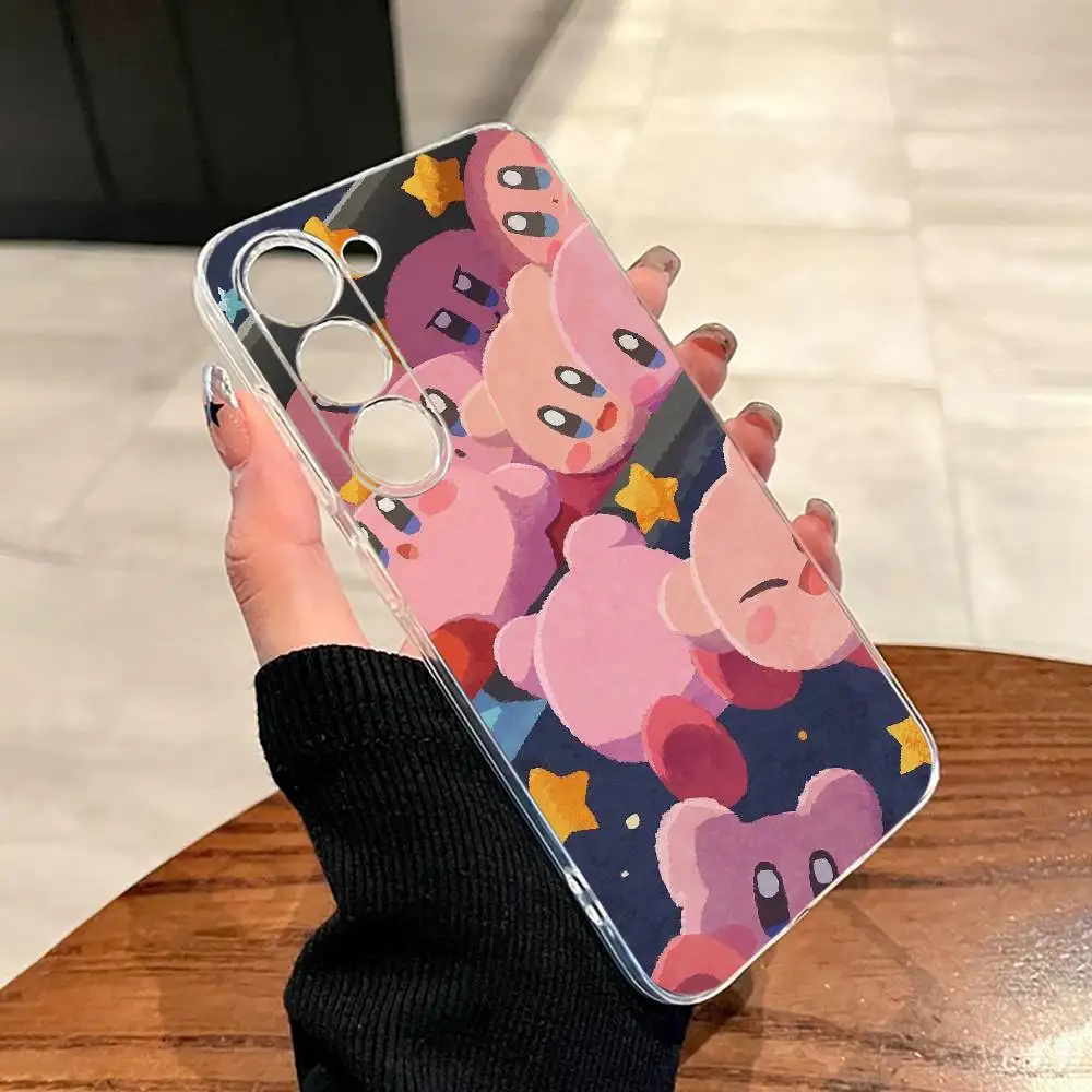 Фото Розовый чехол для телефона K-Kirbys-PC Cartoon для Samsung A10,12,20,21S,30,31,40,50,51,52,70,71, прозрачный чехол №3