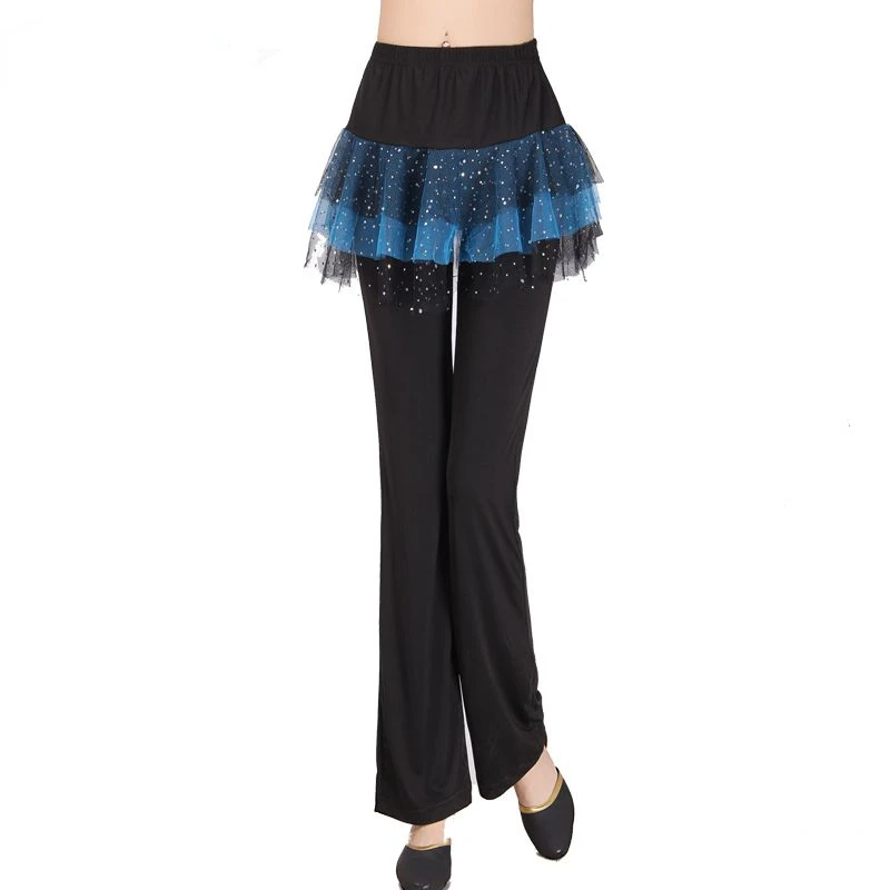 Женские брюки для латиноамериканских танцев с юбкой из двух частей