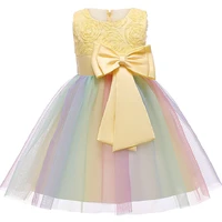 baby flower girls party dresses for wedding sleeveless bow stitching princess evening dress costume childrens formal clothing