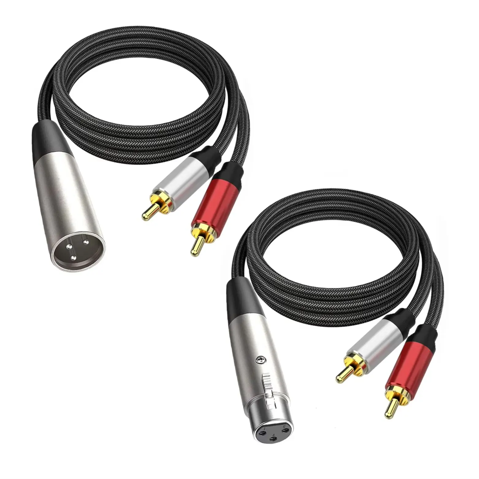 Фото XLR 3-контактный разъем «папа/гнездо» на 2RCA Y-разветвитель Кабель-адаптер Небалансированный XLR «мама» на 2 RCA/фоноразъема Стереоаудио соединительный шнур №2