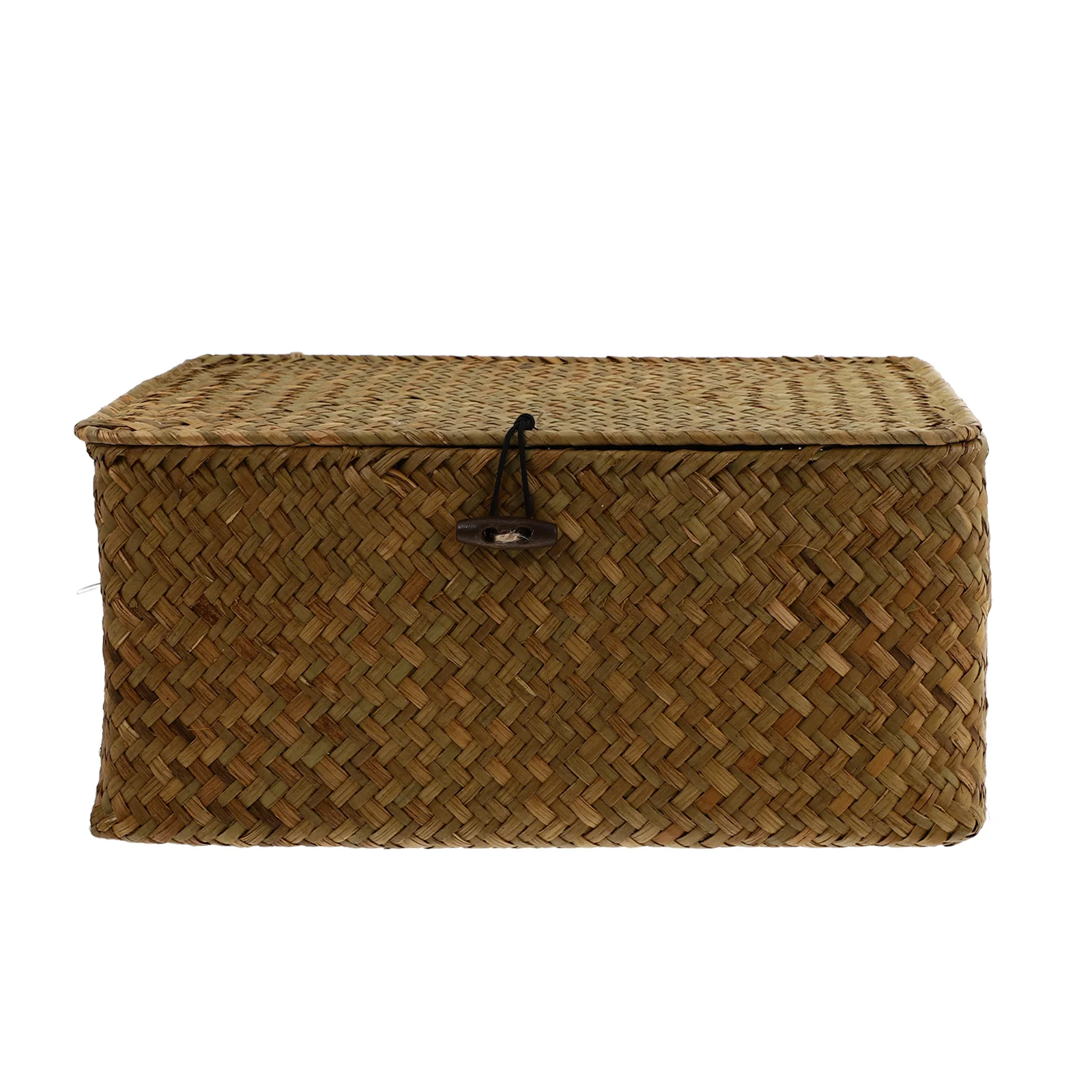 

Storage Basket Woven Baskets Wicker Rectangular Seagrass Organizer Bins Rattan Boxes Bin Lid Box Compartments Rustic Container
