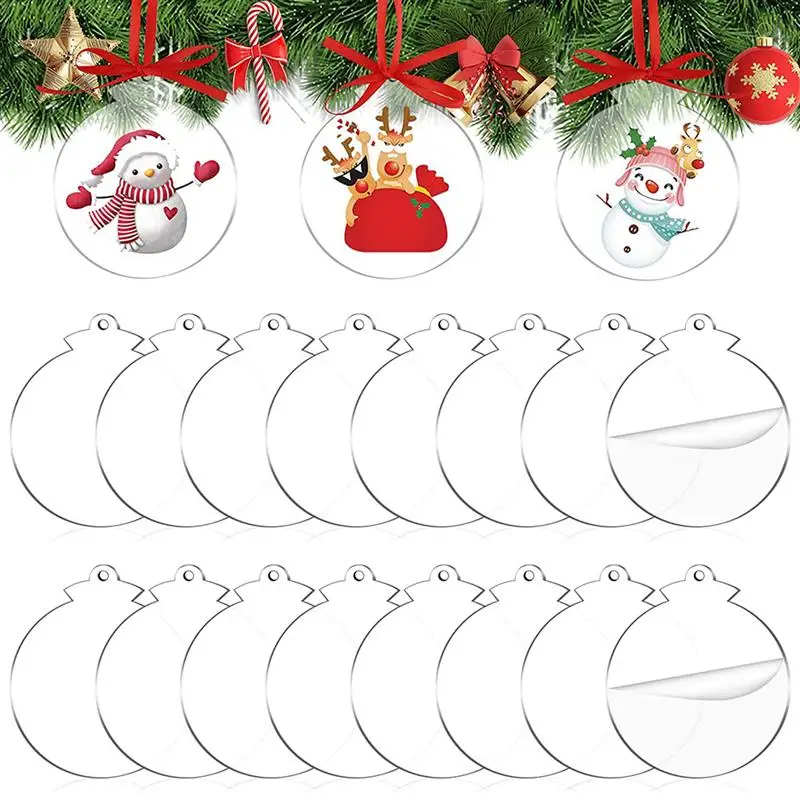 

72Pcs Acrylic Christmas Balls Xmas Tree Hanging Pendents Transparent Sublimation Christmas Balls Christmas Tree Decorations