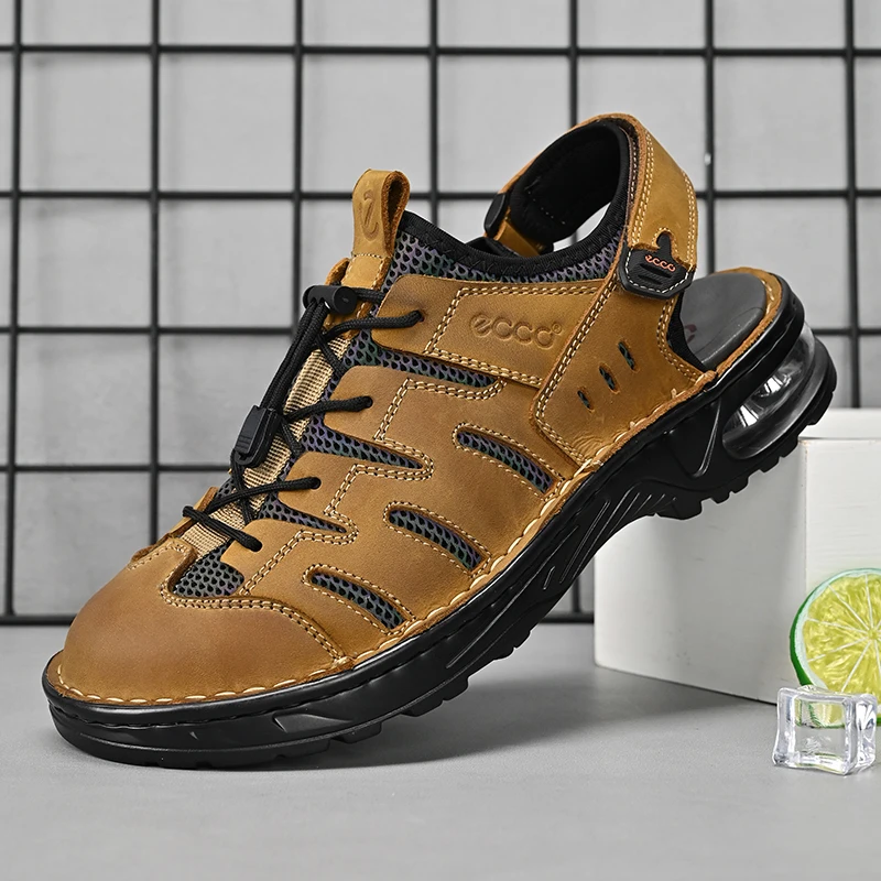 

2023 Leather Men's Shoes Fashion Sandals Outdoor Beach Shoes Speed Interference Water Shoes Comfortable Shoes Size 38-46