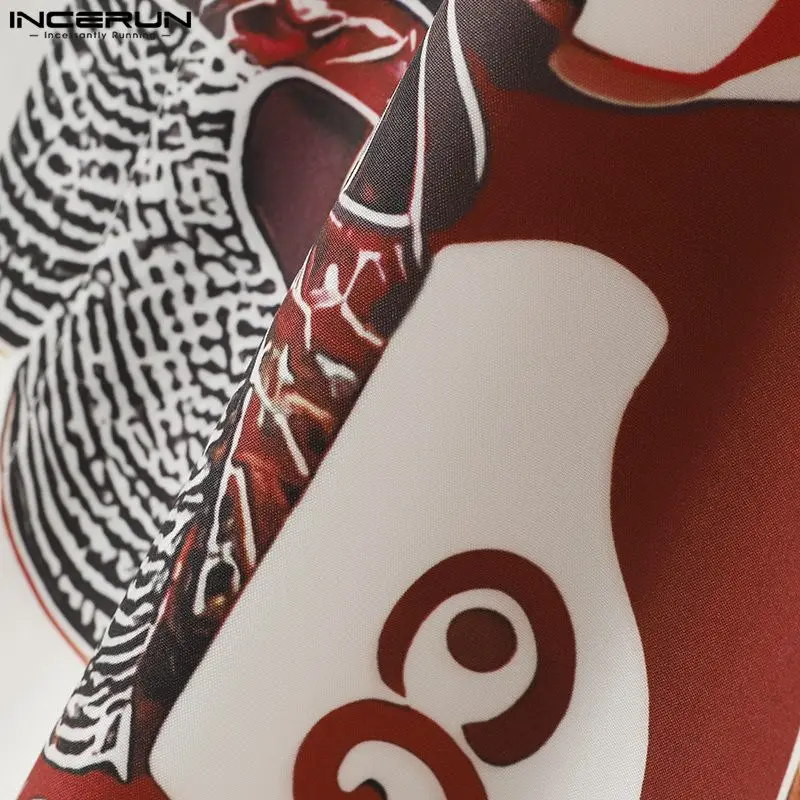 Красивые хорошо облегающие Топы INCERUN мужские рубашки в стиле ретро с этническим