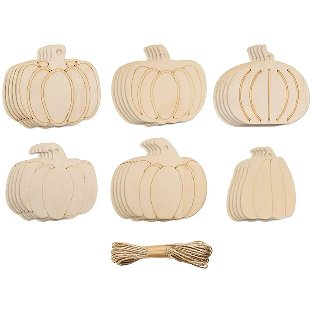 

Wooden Design Chips Unfinished Pumpkin Cutouts Autumn Decor Craft Painting Slices DIY Hanging Pendants