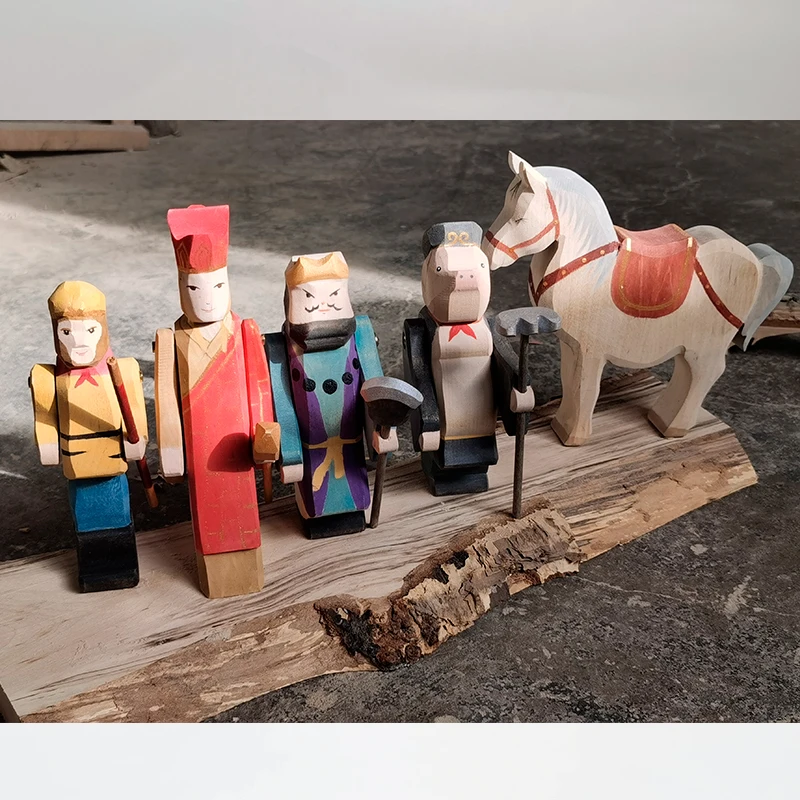 

Journey To The West Handmade Wooden Figures Nordic Decor Sustainable Toys for Children Horse Figures Early Educational Toy