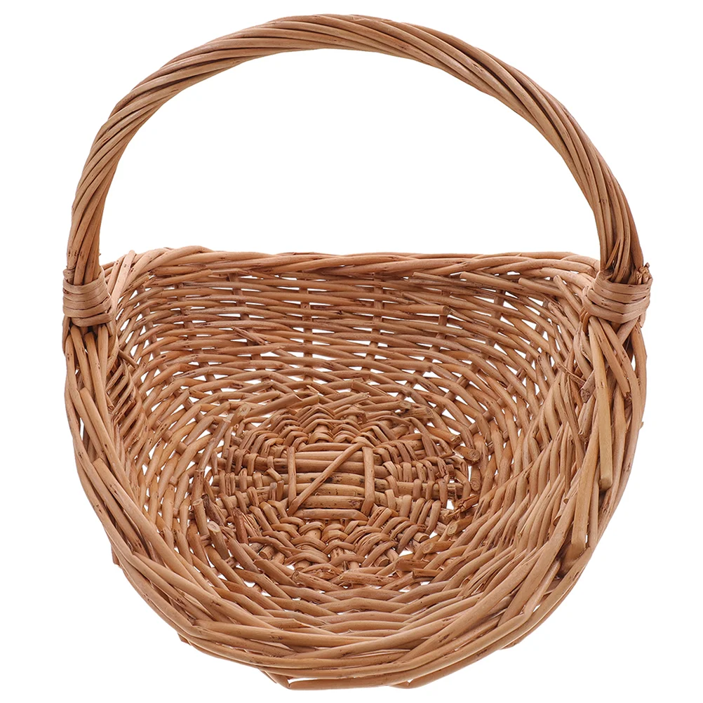 

Fruit Gift Basket Camping Storage Basket Rattan Woven Picnic Food Household Wicker Travel Portable