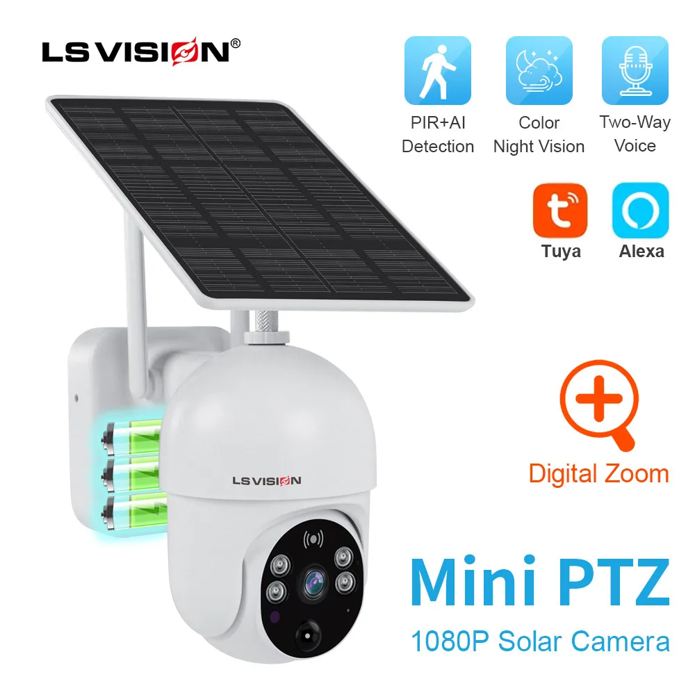 

IP-камера LS VISION Tuya уличная с поддержкой Wi-Fi, 1080 дюйма, PTZ, 2 канала