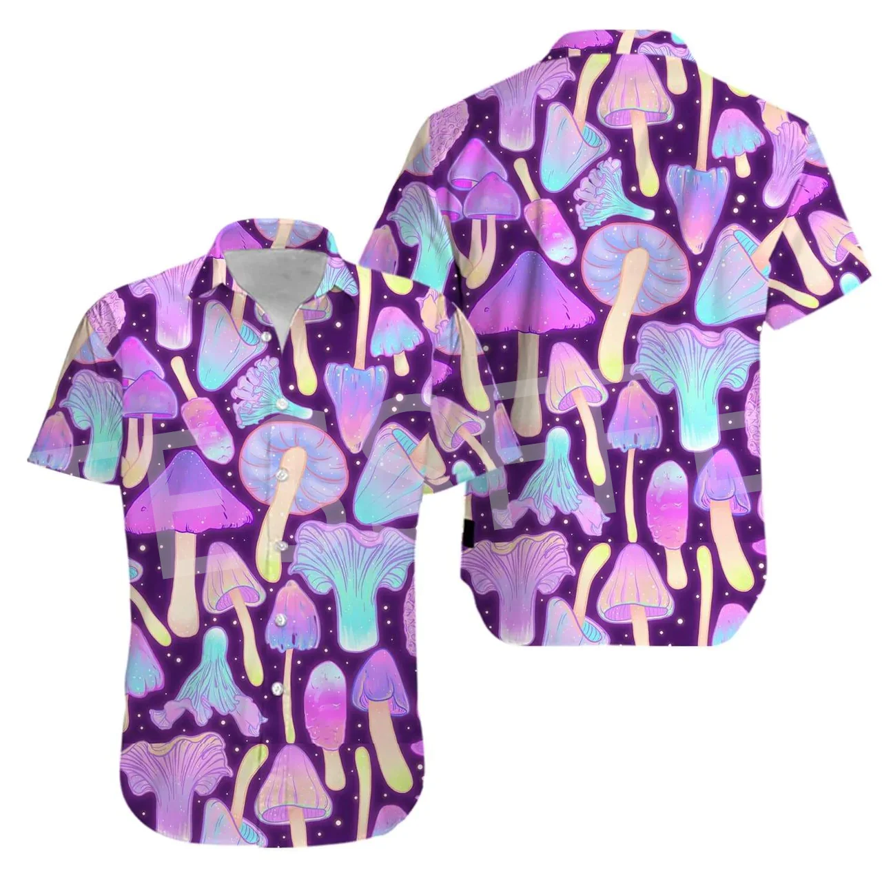 Mushroom Hipple Psychedelic Trippy Tattoo Colorful 3DPrint Summer Streetwear Retro Casual Funny Hawaiian Shirts Short Sleeves X2
