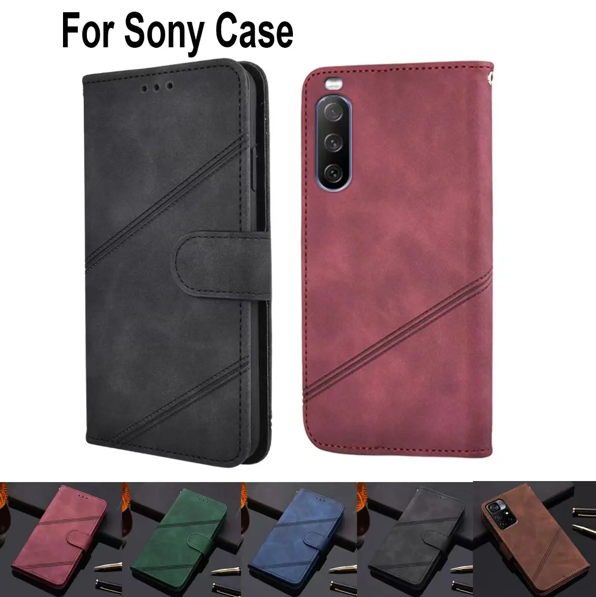 

Luxury Wallet Flip Cover For Sony Xperia XA XA1 XA2 Plus Ultra XA3 Z1 Z2 Z3 Z4 Z5 L1 L2 L3 L4 XZ1 XZ2 XZ3 XZ4 XZ5 Phone Case