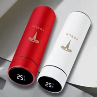 500ml portable car smart thermos bottle with temperature display tea cup coffee vacuum flask for tesla car accessories