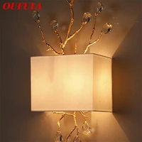 oufula retro wall lamp led agate decorative fixtures indoor hotel living room brass lights