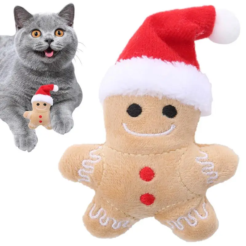 

Плюшевая жевательная игрушка для домашних животных, имбирь, человек, кошка, собака, Рождественская серия, милая мультяшная головоломка, товары для прорезывания зубов, игрушки в подарок